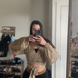 princess polly gold sequin wrap top